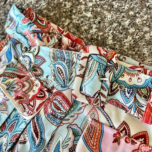 Willi Smith Women's Small Multi Colored Paisley Print High Waist Belted Shorts - Picture 5 of 14
